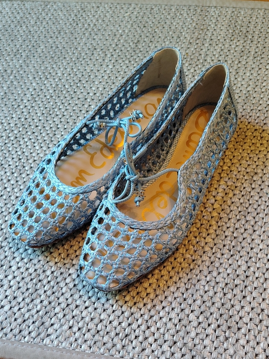 Sam Edelman Shoes - Sam Edelman Marcie Woven Mary Jane Flats - Light Blue